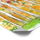 秋の《植物》アスペンツリーグローブウォーターカラーアート ポスター (角)