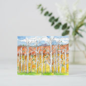 秋の《植物》アスペンツリースケッチ水彩 ポストカード (スタンド正面)