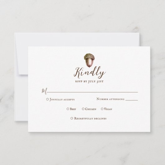 秋のAcornヴィンテージRSVP応答カード 出欠カード (正面)