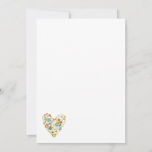 秋のBohoの花のハートの秋の結婚式の招待状 招待状 (裏面)