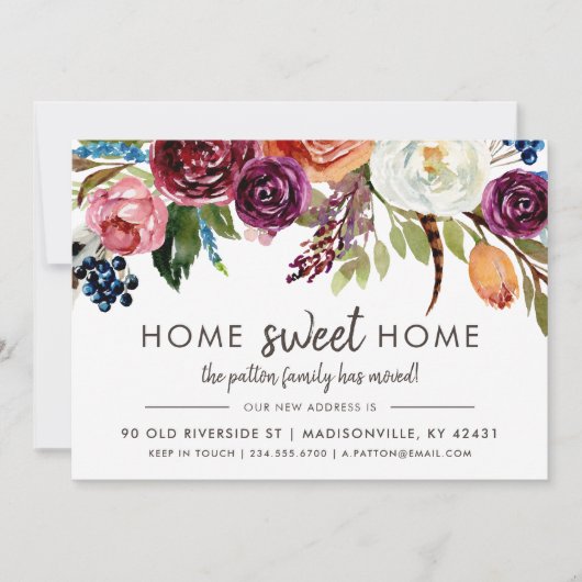 秋のBoho開花新住所の引越し告知 案内状 (正面)