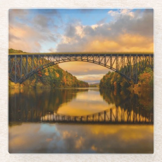 秋のBridgeフランスのなの王 ガラスコースター (正面)