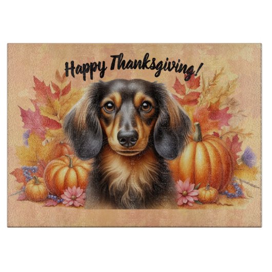 秋のDachshund喜び:秋感謝祭 カッティングボード (正面)