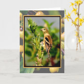 秋のGoldfinch及びCrabapples Notecard カード (黄色い花)