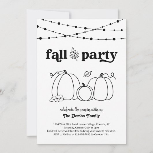 秋のParty招待状 招待状 (正面)