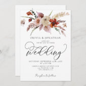 秋のQRコードすべてを1つのフローラ予算結婚で 招待状 (正面/裏面)