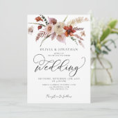 秋のQRコードオールインワンフローラルバジェットウェディング 招待状 (スタンド正面)