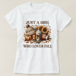 秋のTシャツが大好きな女の子 Tシャツ