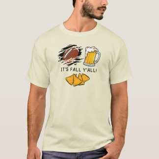秋のY'all Football Beer and Chips T-Shirt Tシャツ