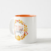 秋のY'all Pumpkin Water color Coffee Magだ ツートーンマグカップ (正面左)