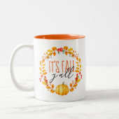 秋のY'all Pumpkin Water color Coffee Magだ ツートーンマグカップ (左)