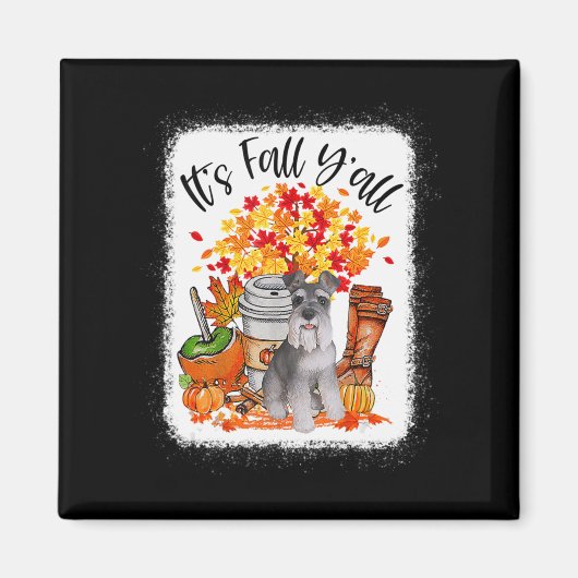 秋のY'all Schnauzer Dog Halloween Thanksgivi マグネット (正面)
