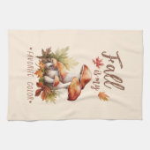 秋はお気に入りの私の色 – マッシュルーム&離れ キッチンタオル (横)