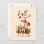 秋はお気に入りの私の色 – マッシュルーム&離れ ポストカード (正面/裏面)