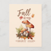秋はお気に入りの私の色 – マッシュルーム&離れ ポストカード (正面)