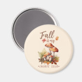 秋はお気に入りの私の色 – マッシュルーム&離れ マグネット (正面/裏面)
