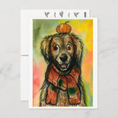 秋はがき、かぼちゃがきの犬、秋 ポストカード (正面/裏面)