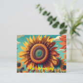 秋はがき、秋ひまわり挨拶はがき、 ポストカード (スタンド正面)