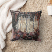 秋はここへフローラウィンドウタイポグラフィアート クッション (ブランケット)