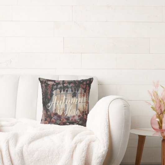 秋はここへフローラウィンドウタイポグラフィアート クッション (ソファ)