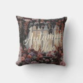 秋はここへフローラウィンドウタイポグラフィアート クッション (正面)