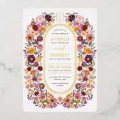 秋はっきりしたの山花モノグラム結婚の紋 箔招待状 (正面)