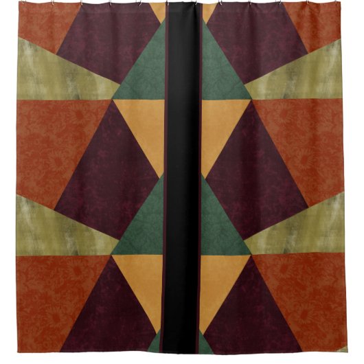 秋はっきりしたの幾何学模様の色 シャワーカーテン (正面)