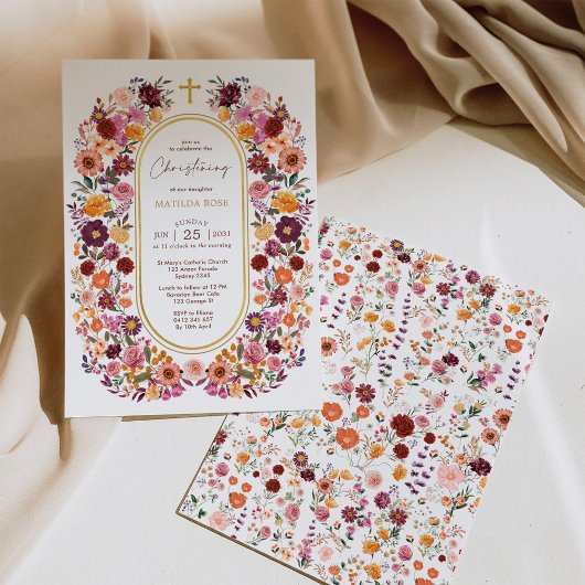 秋はっきりしたワイルドフラワーガーデンリース《キリスト教》洗礼式や命名式 招待状