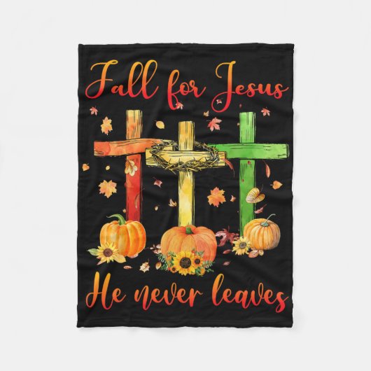 秋はイエスのために彼は秋の葉クリスチャンギを決して見ない フリースブランケット (正面)