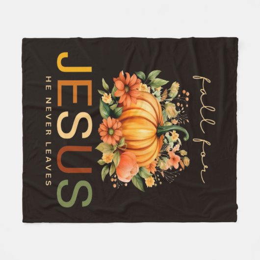 秋はイエスのために決して葉ない フリースブランケット (正面(横))