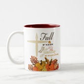 秋はイエスのために、彼は決して葉1   ツートーンマグカップ (左)