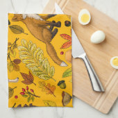 秋はオレンジ色 キッチンタオル (四つ折り)