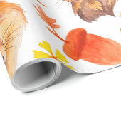 秋はキツネ及びバニーパターン葉が出ます ラッピングペーパー (ロールコーナー)