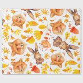 秋はキツネ及びバニーパターン葉が出ます ラッピングペーパー (フラット)