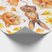秋はキツネ及びバニーパターン葉が出ます ラッピングペーパー (角)