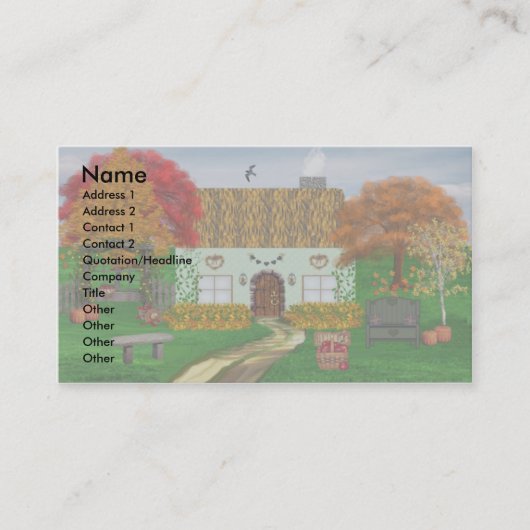 秋はコテージの名刺をかやぶきにしました 名刺 (正面)