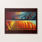 秋はファンタジーで黄金色のオレンジ色の木々を覆う ジグソーパズル (横)