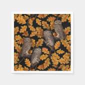 秋はフクロフクロウ黒 スタンダードカクテルナプキン (正面)