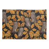 秋はフクロフクロウ黒 枕カバー (裏面-左)