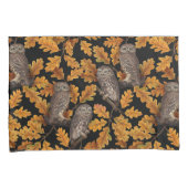 秋はフクロフクロウ黒 枕カバー (正面右)