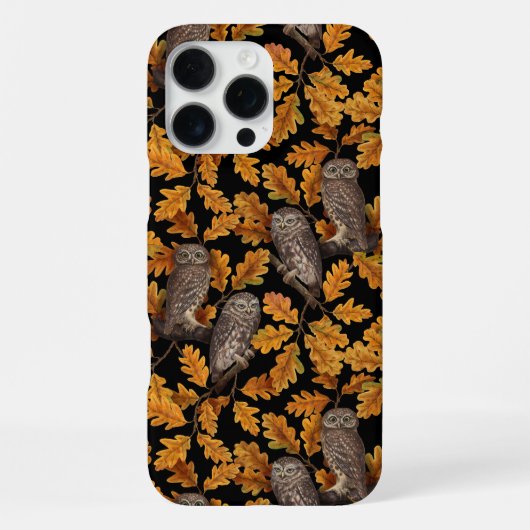 秋はフクロフクロウ黒 iPhoneケース (裏面)