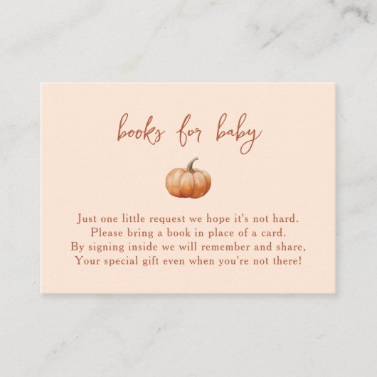 秋はベビーのための小さなカボチャの本をplaid エンクロージャーカード (正面)