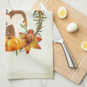 秋はリスと空気タイポグラフィにある キッチンタオル (四つ折り)