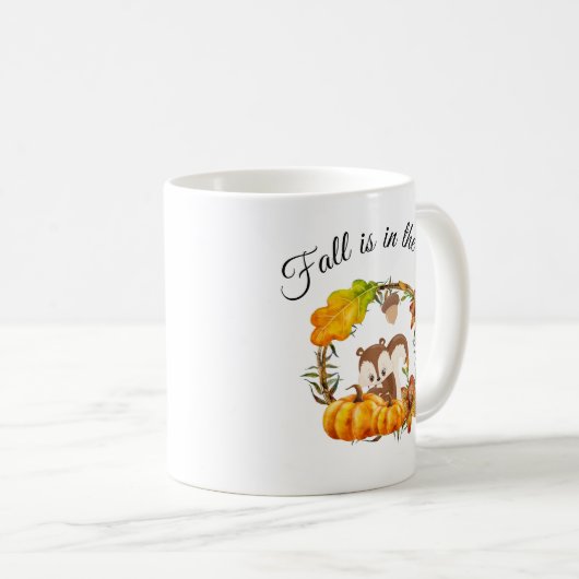 秋はリスと空気タイポグラフィにある コーヒーマグカップ (正面右)