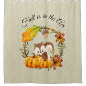 秋はリスと空気タイポグラフィにある シャワーカーテン (正面)