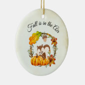 秋はリスと空気タイポグラフィにある セラミックオーナメント (右)