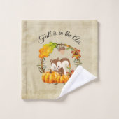 秋はリスと空気タイポグラフィにある バスタオルセット (ウォッシュタオル)