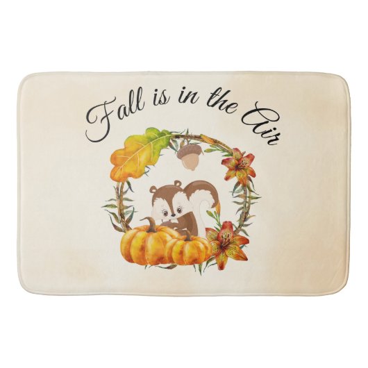 秋はリスと空気タイポグラフィにある バスマット (正面)