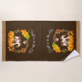 秋はリスと空気タイポグラフィにある ビーチタオル (正面)