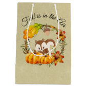 秋はリスと空気タイポグラフィにある ミディアムペーパーバッグ (裏面)